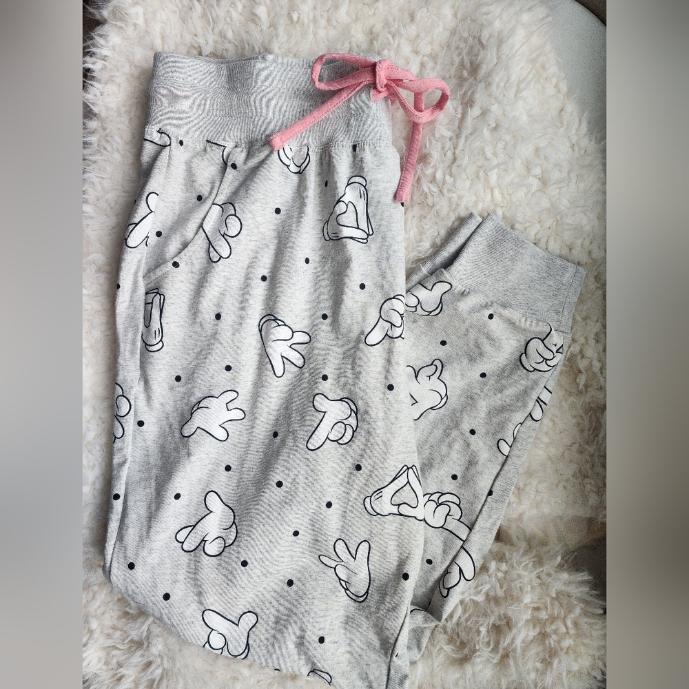NWOT Disney Unisex Womens Joggers Mickey Mouse Pocket Drawstring Large Pants